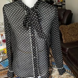 JCrew sheer polka dot blouse